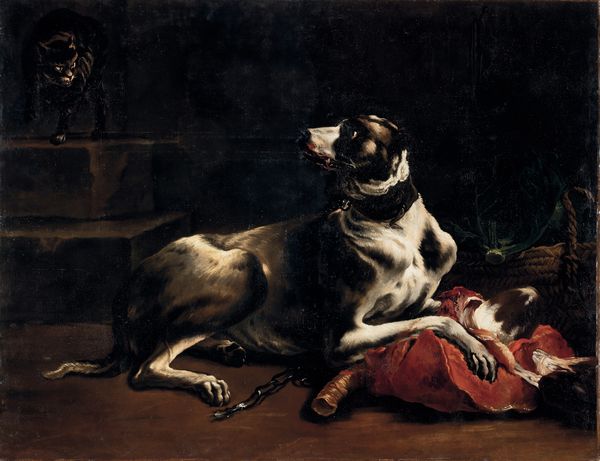 Justus Sustermans, Seguace di : Cane e gatto che si litigano un pezzo di carne  - Asta Old Masters - Associazione Nazionale - Case d'Asta italiane