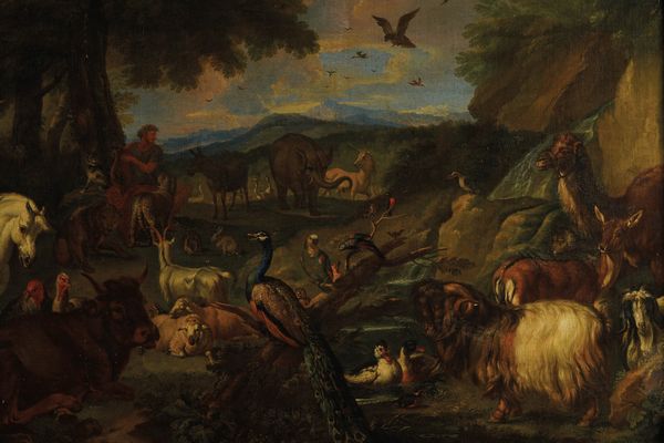 Pieter Mulier detto il Tempesta : Orfeo incanta gli animali  - Asta Old Masters - Associazione Nazionale - Case d'Asta italiane