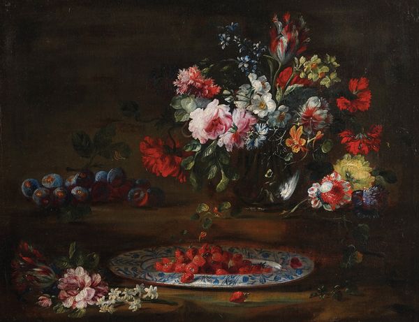 Giuseppe Volò detto Giuseppe Vincenzino, Attribuito a : Nature morte con fiori e frutti  - Asta Old Masters - Associazione Nazionale - Case d'Asta italiane