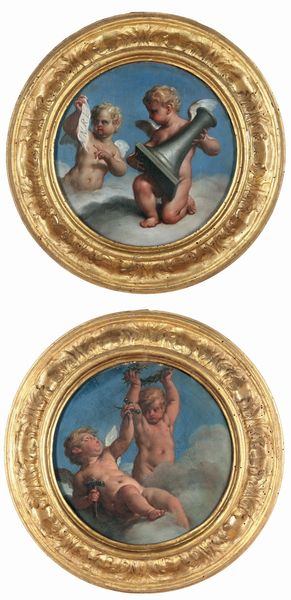 Scuola veneta del XVIII secolo Putti con i simboli della Passione  - Asta Old Masters - Associazione Nazionale - Case d'Asta italiane