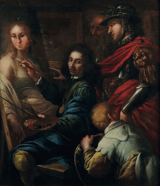 Filippo Abbiati : Autoritratto in veste di Apelle alla corte di Vienna  - Asta Old Masters - Associazione Nazionale - Case d'Asta italiane