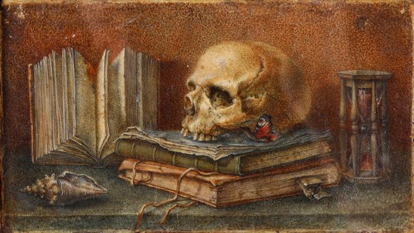 Jean François de La Motte : Vanitas con libri, clessidra, farfalla e conchiglia  - Asta Old Masters - Associazione Nazionale - Case d'Asta italiane