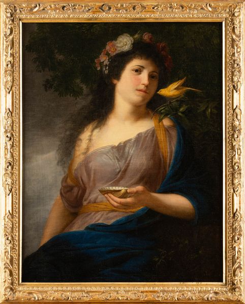 Maria Anna Catherina Angelika Kauffmann : Donna con corona di fiori e canarino  - Asta Old Masters - Associazione Nazionale - Case d'Asta italiane