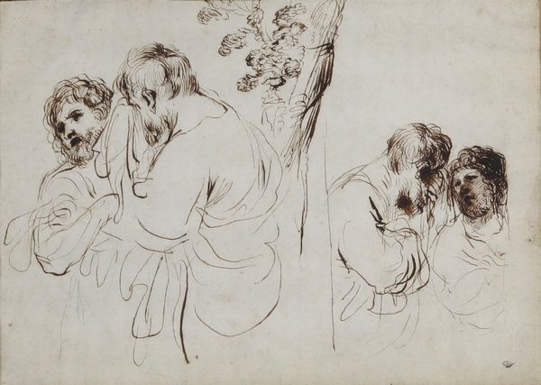 Giovanni Francesco Barbieri detto il Guercino : Studio di quattro figure in un paesaggio  - Asta Old Masters - Associazione Nazionale - Case d'Asta italiane