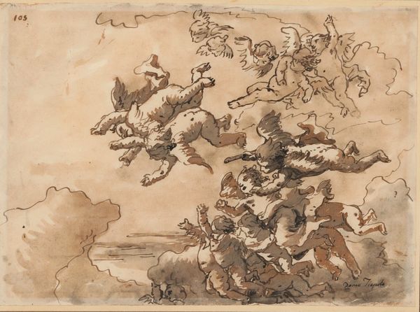 GIANDOMENICO TIEPOLO : Volo di putti  - Asta Old Masters - Associazione Nazionale - Case d'Asta italiane