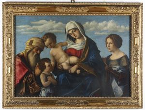 Vincenzo Catena : Madonna con Bambino e San Giovannino tra i santi Zaccaria e Caterina da Siena  - Asta Old Masters - Associazione Nazionale - Case d'Asta italiane