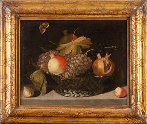 Scuola lombarda del XVI secolo Natura morta con cesto di frutti  - Asta Old Masters - Associazione Nazionale - Case d'Asta italiane