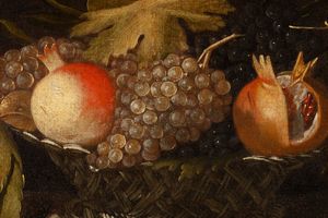 Scuola lombarda del XVI secolo Natura morta con cesto di frutti  - Asta Old Masters - Associazione Nazionale - Case d'Asta italiane