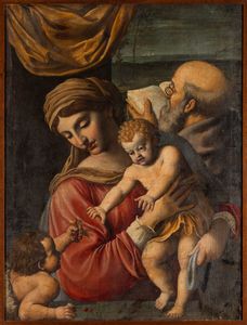 Marcantonio Bassetti, Attribuito a : Sacra Famiglia con San Giovannino  - Asta Old Masters - Associazione Nazionale - Case d'Asta italiane