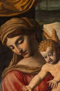 Marcantonio Bassetti, Attribuito a : Sacra Famiglia con San Giovannino  - Asta Old Masters - Associazione Nazionale - Case d'Asta italiane