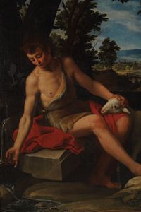 Scuola dell'Italia centrale del XVII secolo San Giovanni Battista  - Asta Old Masters - Associazione Nazionale - Case d'Asta italiane