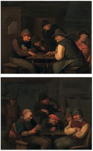 Egbert van Heemskerk - Interni di taverna con giocatori e bevitori