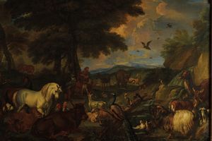 Pieter Mulier detto il Tempesta : Orfeo incanta gli animali  - Asta Old Masters - Associazione Nazionale - Case d'Asta italiane