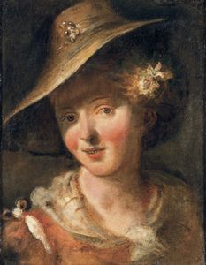 Francesco Zugno : Ritratto di giovane donna con cappello  - Asta Old Masters - Associazione Nazionale - Case d'Asta italiane