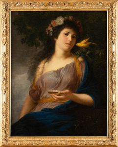 Maria Anna Catherina Angelika Kauffmann : Donna con corona di fiori e canarino  - Asta Old Masters - Associazione Nazionale - Case d'Asta italiane