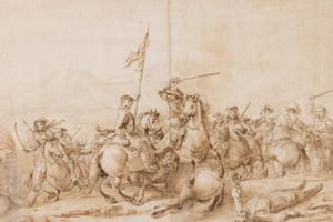 Francesco Simonini : Scontro di cavalleria  - Asta Old Masters - Associazione Nazionale - Case d'Asta italiane