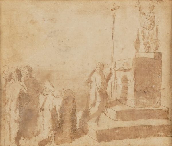 Domenico di Jacopo di Pace detto il Beccafumi : Scena devozionale  - Asta Disegni Antichi - Associazione Nazionale - Case d'Asta italiane