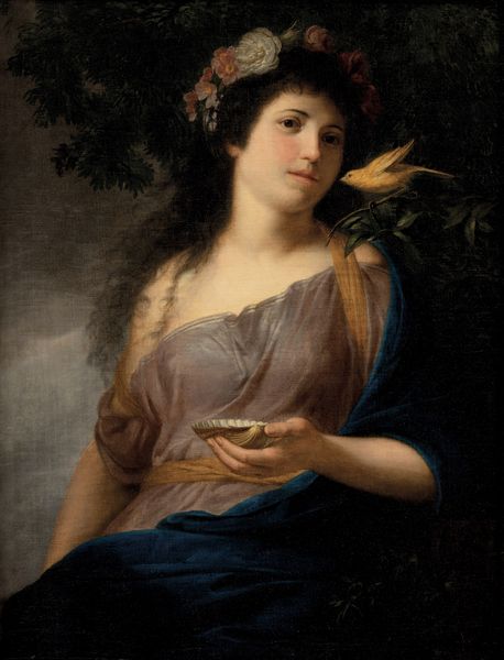 Maria Anna Catherina Angelika Kauffmann : Donna con corona di fiori e canarino  - Asta Disegni Antichi - Associazione Nazionale - Case d'Asta italiane