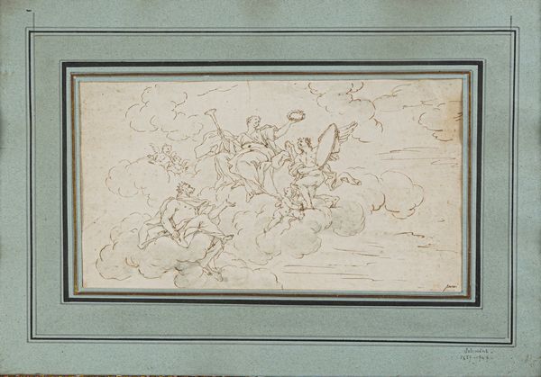 Francesco Solimena, Attribuito a : Allegoria della Vittoria  - Asta Disegni Antichi - Associazione Nazionale - Case d'Asta italiane