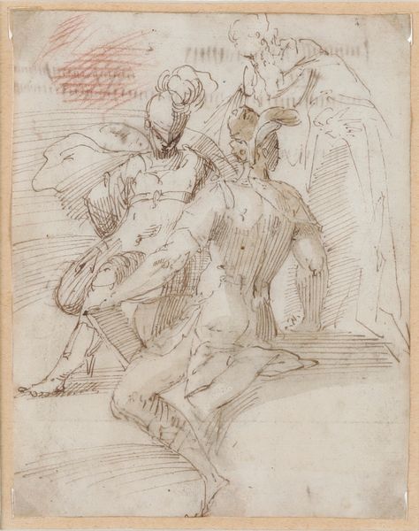 Jacopo Zanguidi detto il Bertoja : Studio di due soldati e di una figura virile  - Asta Disegni Antichi - Associazione Nazionale - Case d'Asta italiane