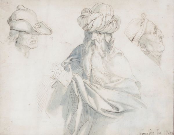 Scuola fiamminga del XVII secolo Studio di teste di carattere  - Asta Disegni Antichi - Associazione Nazionale - Case d'Asta italiane