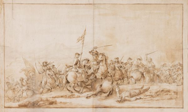 Francesco Simonini : Scontro di cavalleria  - Asta Disegni Antichi - Associazione Nazionale - Case d'Asta italiane