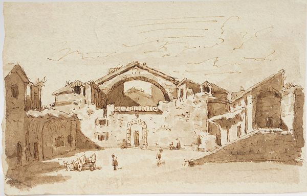 Francesco Guardi : Veduta con case e figure  - Asta Disegni Antichi - Associazione Nazionale - Case d'Asta italiane