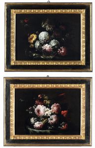 Antonio Mezzadri (attivo a Bologna tra il XVII e il XVIII secolo) - Nature morte con fiori