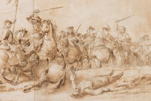 Francesco Simonini : Scontro di cavalleria  - Asta Disegni Antichi - Associazione Nazionale - Case d'Asta italiane