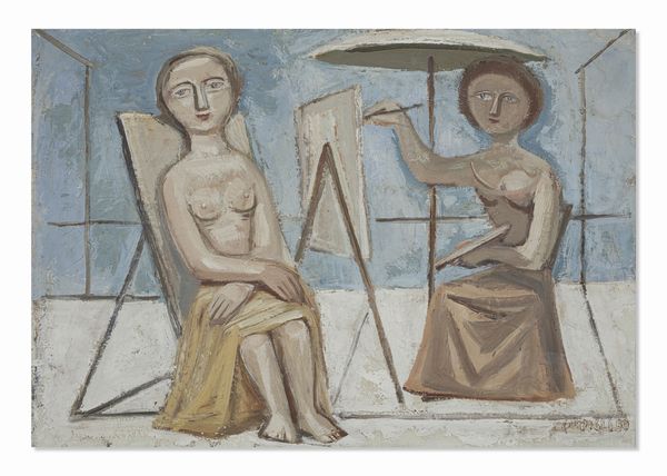 CAMPIGLI MASSIMO (1895 - 1971) : DONNA CHE DIPINGE/PITTRICE E MODELLA/PITTRICE AL CAVALLETTO, 1950  - Asta Asta 463 | ARTE MODERNA E CONTEMPORANEA Tradizionale - Associazione Nazionale - Case d'Asta italiane