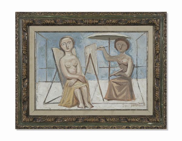 CAMPIGLI MASSIMO (1895 - 1971) : DONNA CHE DIPINGE/PITTRICE E MODELLA/PITTRICE AL CAVALLETTO, 1950  - Asta Asta 463 | ARTE MODERNA E CONTEMPORANEA Tradizionale - Associazione Nazionale - Case d'Asta italiane