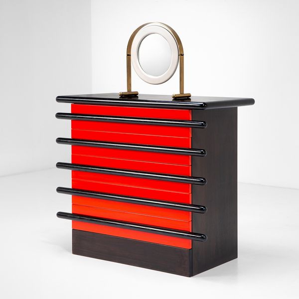 ETTORE SOTTSASS : Mobile mod. Bastonio CS. 114 con specchio mod.Orsetta SP.47.  - Asta Fine Design - Associazione Nazionale - Case d'Asta italiane