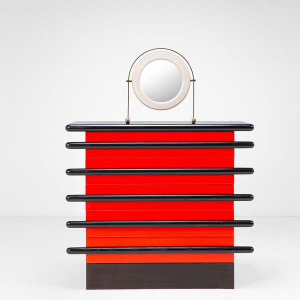 ETTORE SOTTSASS : Mobile mod. Bastonio CS. 114 con specchio mod.Orsetta SP.47.  - Asta Fine Design - Associazione Nazionale - Case d'Asta italiane