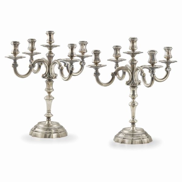 COPPIA DI CANDELABRI, SECOLO XX  - Asta ARGENTI ITALIANI ED EUROPEI - Associazione Nazionale - Case d'Asta italiane