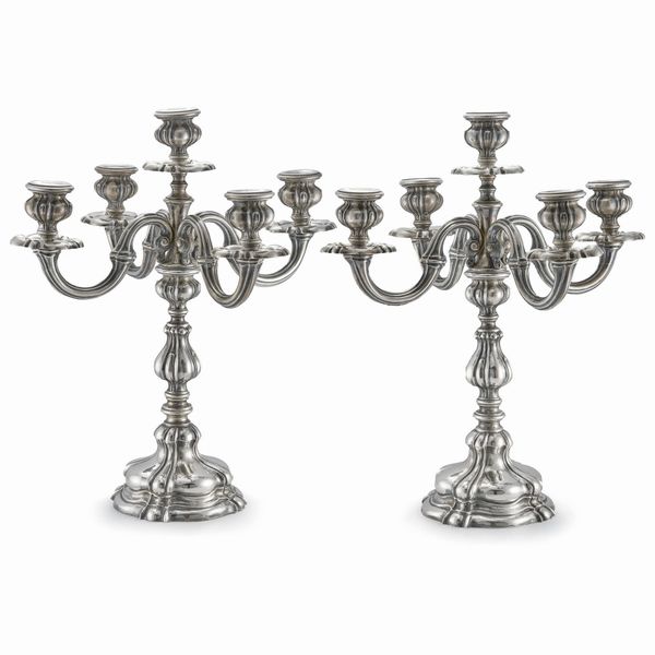 COPPIA DI CANDELABRI, SECOLO XX  - Asta ARGENTI ITALIANI ED EUROPEI - Associazione Nazionale - Case d'Asta italiane