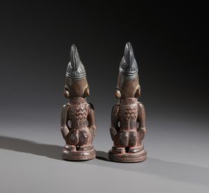 Coppia di gemelli Ibeji.Yoruba, Nigeria.  - Asta Asta 464 | WUNDERKAMMER, CURIOSITIES & ETNOGRAFICA - GENIUS & ART Online - Associazione Nazionale - Case d'Asta italiane