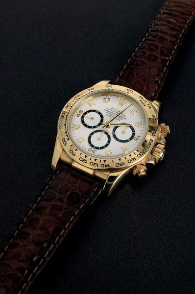 ROLEX : Daytona ref 16518, in oro giallo 18k, quadrante bianco indici in diamanti, mai lucidato, accompagnato da garanzia originale  - Asta Orologi da Polso - Associazione Nazionale - Case d'Asta italiane