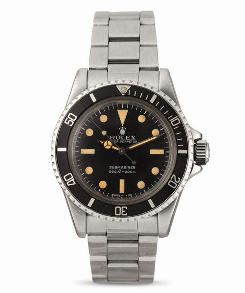 ROLEX : Submariner 5513 in acciaio con quadrante nero pallettoni, movimento automatico, ghiera girevole e bracciale Oyster  - Asta Orologi da Polso - Associazione Nazionale - Case d'Asta italiane