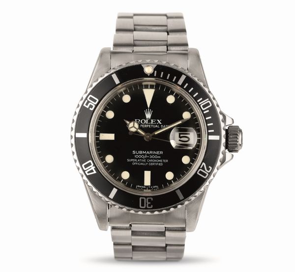 ROLEX : Raro Submariner ref 16800 transizionale in acciaio inossidabile con vetro zaffiro e quadrante nero opaco pallettoni, accompagnato da Service  - Asta Orologi da Polso - Associazione Nazionale - Case d'Asta italiane