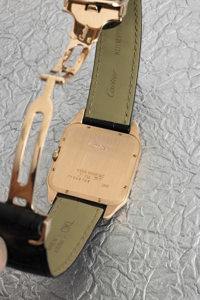 CARTIER : Santos Dumont ref 2650 in oro rosa 18k piatto quadrante Argent numeri Romani  - Asta Orologi da Polso - Associazione Nazionale - Case d'Asta italiane