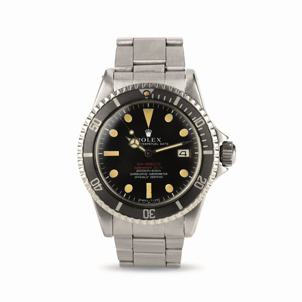 ROLEX : Raro e sportivo Sea-Dweller ref 1665 'Doppia scritta rossa' quadrante Mark II leggermente virato, cassa in acciaio con valvola di scappamento dellElio  - Asta Orologi da Polso - Associazione Nazionale - Case d'Asta italiane