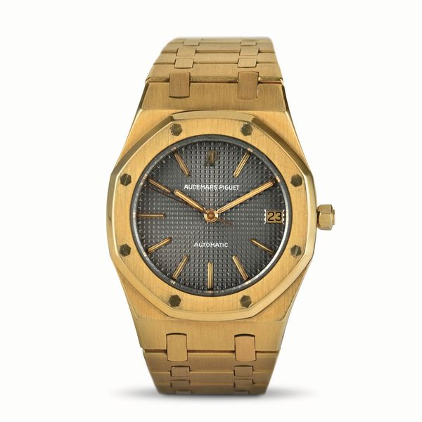 AUDEMARS PIGUET : Prestigioso Royal Oak ref 4100 in oro giallo 18k, quadrante grigio Petit Tapisserie  - Asta Orologi da Polso - Associazione Nazionale - Case d'Asta italiane