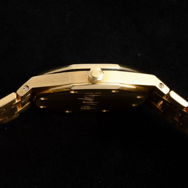 AUDEMARS PIGUET : Prestigioso Royal Oak ref 4100 in oro giallo 18k, quadrante grigio Petit Tapisserie  - Asta Orologi da Polso - Associazione Nazionale - Case d'Asta italiane