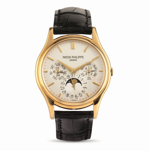 PATEK PHILIPPE : Orologio da polso ref 5140J calendario perpetuo in oro giallo 18k con indicazione dell'anno bisestile e fasi lunari, accompagnato da Estratto d'Archivio  - Asta Orologi da Polso - Associazione Nazionale - Case d'Asta italiane