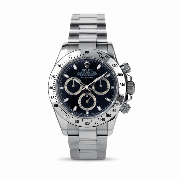 ROLEX : Daytona ref 116520, quadrante nero indici Luminova, lunetta tachimetrica, in acciaio accompagnato da garanzia originale  - Asta Orologi da Polso - Associazione Nazionale - Case d'Asta italiane