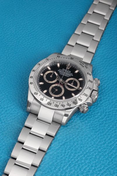 ROLEX : Daytona ref 116520, quadrante nero indici Luminova, lunetta tachimetrica, in acciaio accompagnato da garanzia originale  - Asta Orologi da Polso - Associazione Nazionale - Case d'Asta italiane