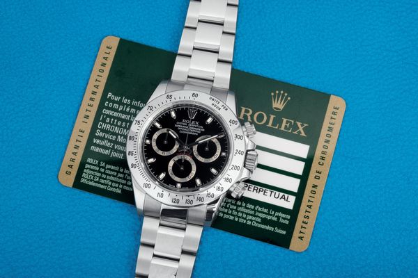 ROLEX : Daytona ref 116520, quadrante nero indici Luminova, lunetta tachimetrica, in acciaio accompagnato da garanzia originale  - Asta Orologi da Polso - Associazione Nazionale - Case d'Asta italiane