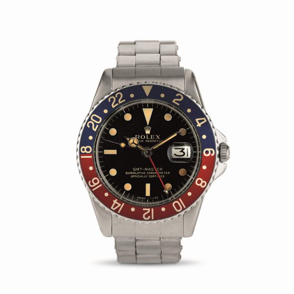 ROLEX : GMT Master Pepsi ref 1675 Cornino gilt, ghiera bicolore accompagnato da Certificato di cronometro e garanzia originale  - Asta Orologi da Polso - Associazione Nazionale - Case d'Asta italiane