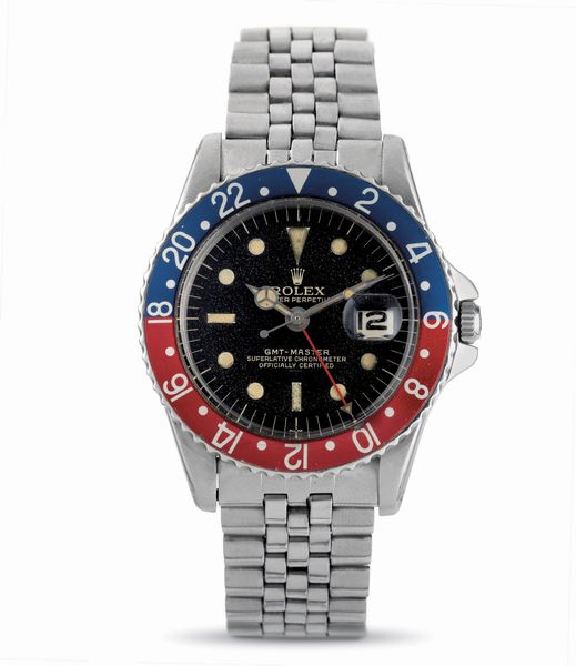 ROLEX : GMT Master Pepsi ref 1675 gilt radiale in acciaio con ghiera girevole bicolore, bracciale acciaio Jubilee  - Asta Orologi da Polso - Associazione Nazionale - Case d'Asta italiane