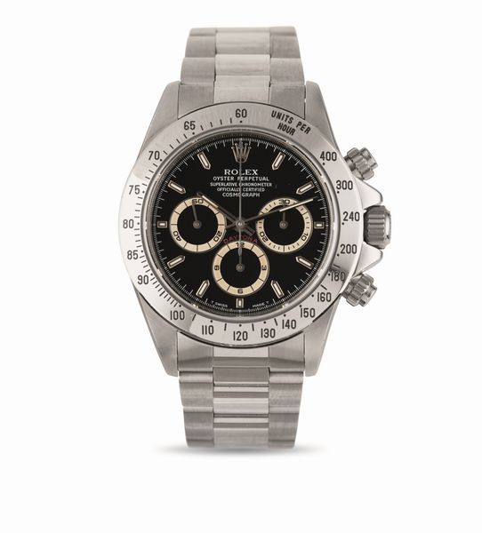 ROLEX : Daytona El Primero ref 16520 cronografo automatico, cassa in acciaio con quadrante nero, tre contatori e lunetta tachimetrica, accompagnato garanzia originale  - Asta Orologi da Polso - Associazione Nazionale - Case d'Asta italiane